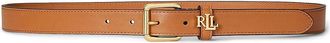 Lauren Ralph Lauren Logo-Keeper Leather Skinny Belt Womens Belts Classic Caramel : LG (37 Waist)