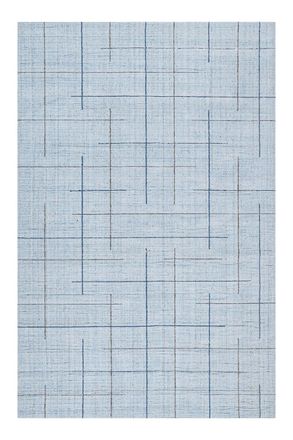 Wecon Home Alfombra tejida a mano Tencel y lana pura azul 140x200