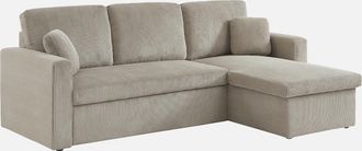Sweeek Sweeek - Sof&aacute; Cama Esquinero Reversible 3 Plazas, Ida Pana, Gris Beige, 219x81x68 Cm