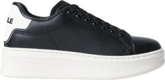 Ga&euml;lle Paris Zwarte Sneakers met Rubberen Patch Dames - Dames - Sneakers - Zwart - 35 EU - Leer - Schoenen