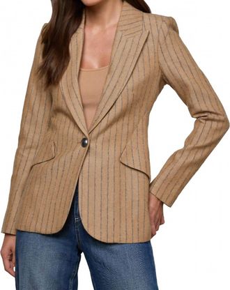 L'agence Chamberlain Pinstripe Blazer In Tan / Charcoal Stripe