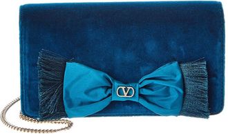 Valentino Vlogo Signature Velvet Clutch