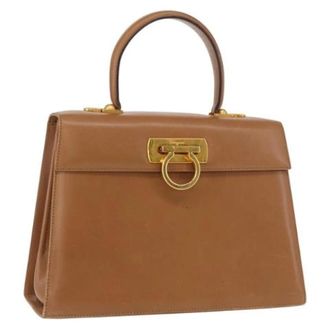 Ferragamo Pre-owned Handbags, female, Brown, Size: ONE SIZE Pre-owned Leather Handbag