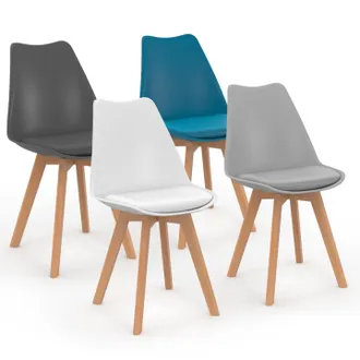 IDMarket Set Di 4 Sedie Scandinave Sara In Grigio Scuro, Grigio Chiaro, Bianco E Blu