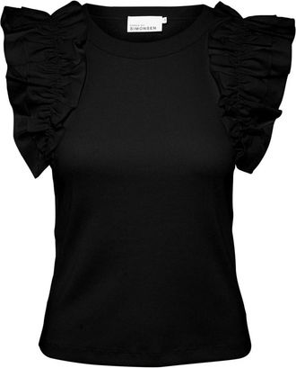 Karen by Simonsen Top met ruchesmouwen Meteorite - Dames - Tops zonder mouwen - Zwart - S - Katoen - Tops