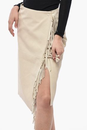 Stella McCartney Gonna Midi ALTERMAT In Ecopelle Con Frange Stella McCartney