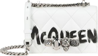Alexander McQueen Mini Graffiti Jeweled Shoulder Bag in White Black at Nordstrom Rack