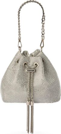 Olga Berg Sylvie Crystal Embellished Bucket Bag in Silver at Nordstrom Rack