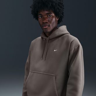 Nike Mens Solo Swoosh Pullover Hoodie in Grey | HV1082-289