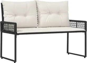 vidaXL Banco De Exterior Con Coj&iacute;n Negro Y Crema 118 X 55 X 82 Cm Vidaxl