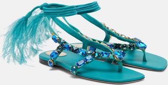 Valentino Garavani Resort embellished suede thong sandals