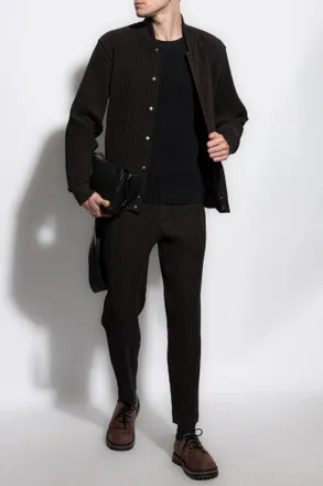 Homme Pliss&eacute; Issey Miyake Pleated Sweatshirt, Mens, Black