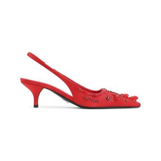 Prada Red Embellished Pumps