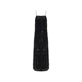 Rotate Abito Lungo con Spalline Sottili e Paillettes - - Dresses - Donna - Nero - M