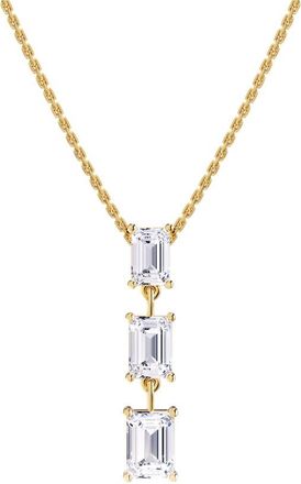 Diamond2Deal 18k Vermeil Plated Silver 2.8 Ct Emerald Cut Lab Grown Diamond Pendant Drop Necklace 18 VVS-VS, E-F