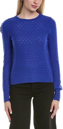 Sofiacashmere Pointelle Crewneck Wool & Cashmere-Blend Sweater