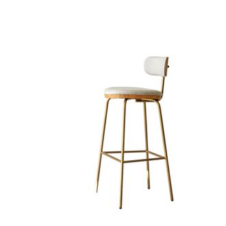 Tikamoon Silla de bar de roble claro macizo, tela gris y metal