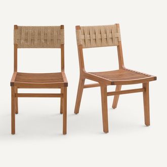 AM.PM Set van 2 tuinstoelen, massieve teak en vlechtwerk, LOUISE