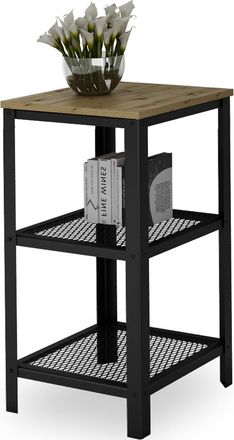 OEM Estanter&iacute;a Industrial De 3 Niveles Para Sala De Estar, Atornillada, 40x40x80 Cm, Color Negro Y Roble Artesanal
