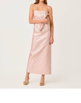 Lilly Pulitzer Tiernan Strapless Maxi Dress In Conch Shell Pink Ritsy Ditsy Metallic Brocade