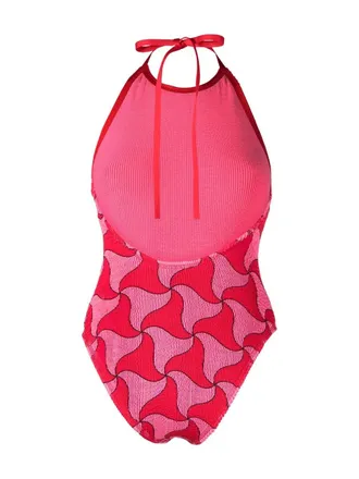 Bottega Veneta Crinkle Ghost Halterneck Swimsuit - Pink