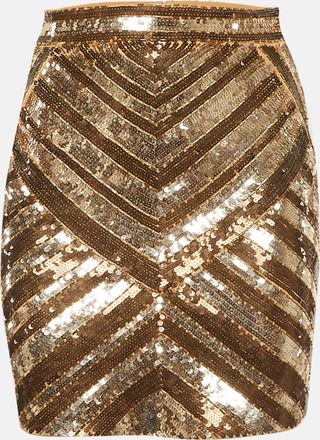 Elisabetta Franchi Gold Sequined Mini Skirt