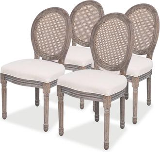 vidaXL Sillas De Comedor 4 Unidades Tela Color Crema Vidaxl