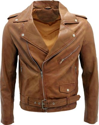 Infinity Leather Mens Classic Brando Leather Biker Jacket-Antalya