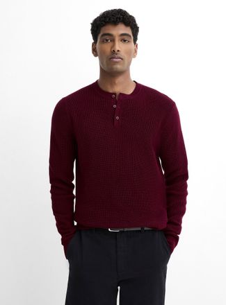 Le 31 Mens Waffle-knit Henley Shirt sweater