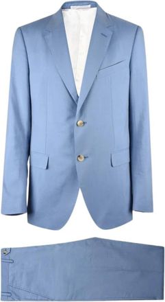 Lanvin Tweedelig Hemelsblauw Kostuum - Heren - Business pakken - Blauw - S - Tweed - Kostuums