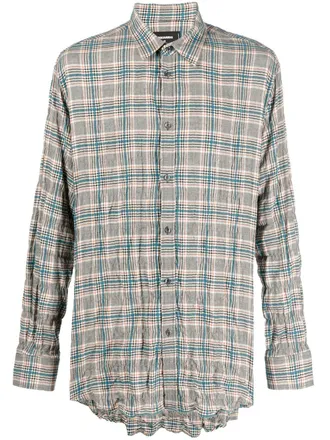 Dsquared2 checked cotton-blend shirt - men - Cotton/Spandex/Elastane - 46 - Grey
