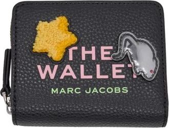 Marc Jacobs Sticker Patch Mini Compact Portemonnee - Dames - Portefeuilles - Zwart - ONE Size - Leer - Accessoires