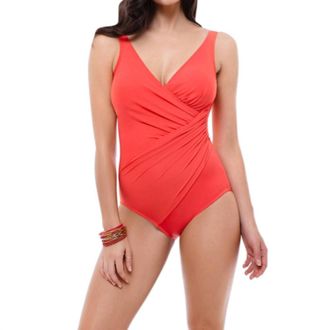 Miraclesuit Oceanus Underwire Surplice One Piece Swimsuit - Plus In Coral
