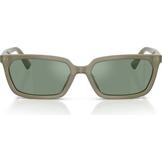 Jimmy Choo London 55mm Rectangular Sunglasses in Opaline Green /Green /Silver at Nordstrom