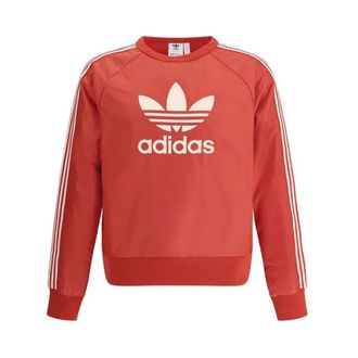 adidas Sweatshirts, male, Red, Size: S Ribbed Crew Neck Sweatshirt with Kangaroo Pocket