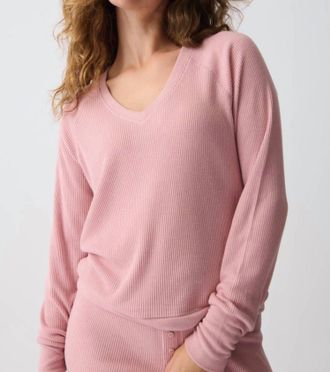 PJ Salvage Textured Essentials Long Sleeve Top In Rosewood