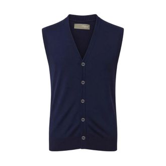 Drumohr V-hals vest - Heren - Truien - Blauw - Maat: XL Zijde