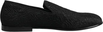 Dolce & Gabbana Black Jacquard Slip On Loafers Formal Mens Shoes