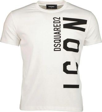 Dsquared2 Mens White T-shirt Large Black Icon Logo Cotton - Size Medium