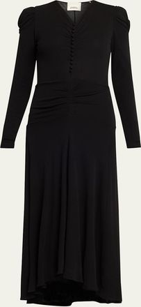 Isabel Marant Nejma Ruched Long-Sleeve Maxi Dress