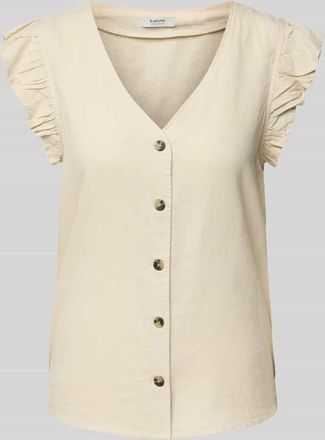 b.young B.Young Regular Fit Leinenblusentop mit V-Ausschnitt Modell FALAKKA in Beige, Größe 44