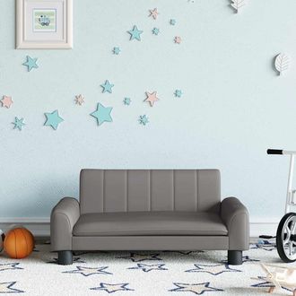 vidaXL Sof&aacute; Para Ni&ntilde;os De Cuero Sint&eacute;tico Gris 70x45x30 Cm Vidaxl
