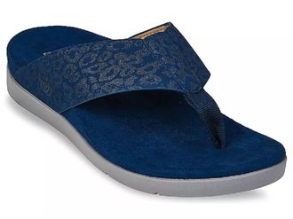 Spenco Womens Hampton Flip Flop In Cheetah/navy