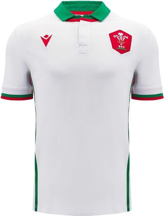 Macron Rugbyshirt voor heren, maat 24/25, van de Welsh Rugby Union (Wit, Groen)