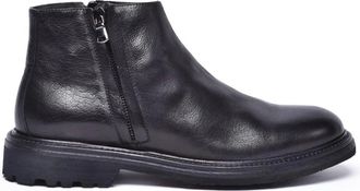 Migliore Black Leather Rubber Mens Leather Ankle Boot