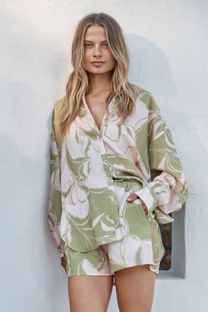 Misa Ani Shirt In Olive Flora