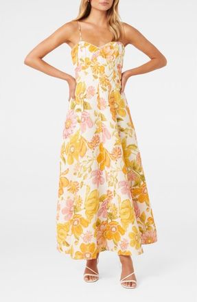 Ever New Vayda Floral Linen Blend A-Line Dress in Joni Botanical at Nordstrom, Size 0