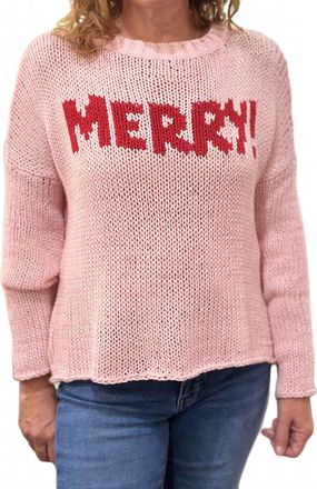 Wooden Ships Merry Cotton Crew Sweater In Pink