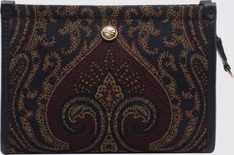 Etro Mini borsa a mano in tessuto jacquard Paisley con logo Pegaso