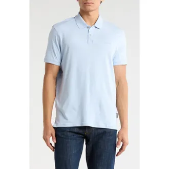 Calvin Klein Liquid Touch Interlock Cotton Polo in Breezy Blue at Nordstrom Rack, Size Xx-Large